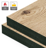 Rustic Oak Veneer Natural Feature Grade Cross Grain on Fire Rated Black MDF