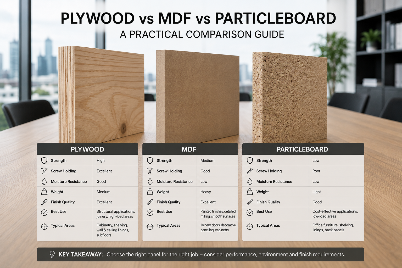 Plywood vs MDF vs Particleboard: A Practical Comparison Guide