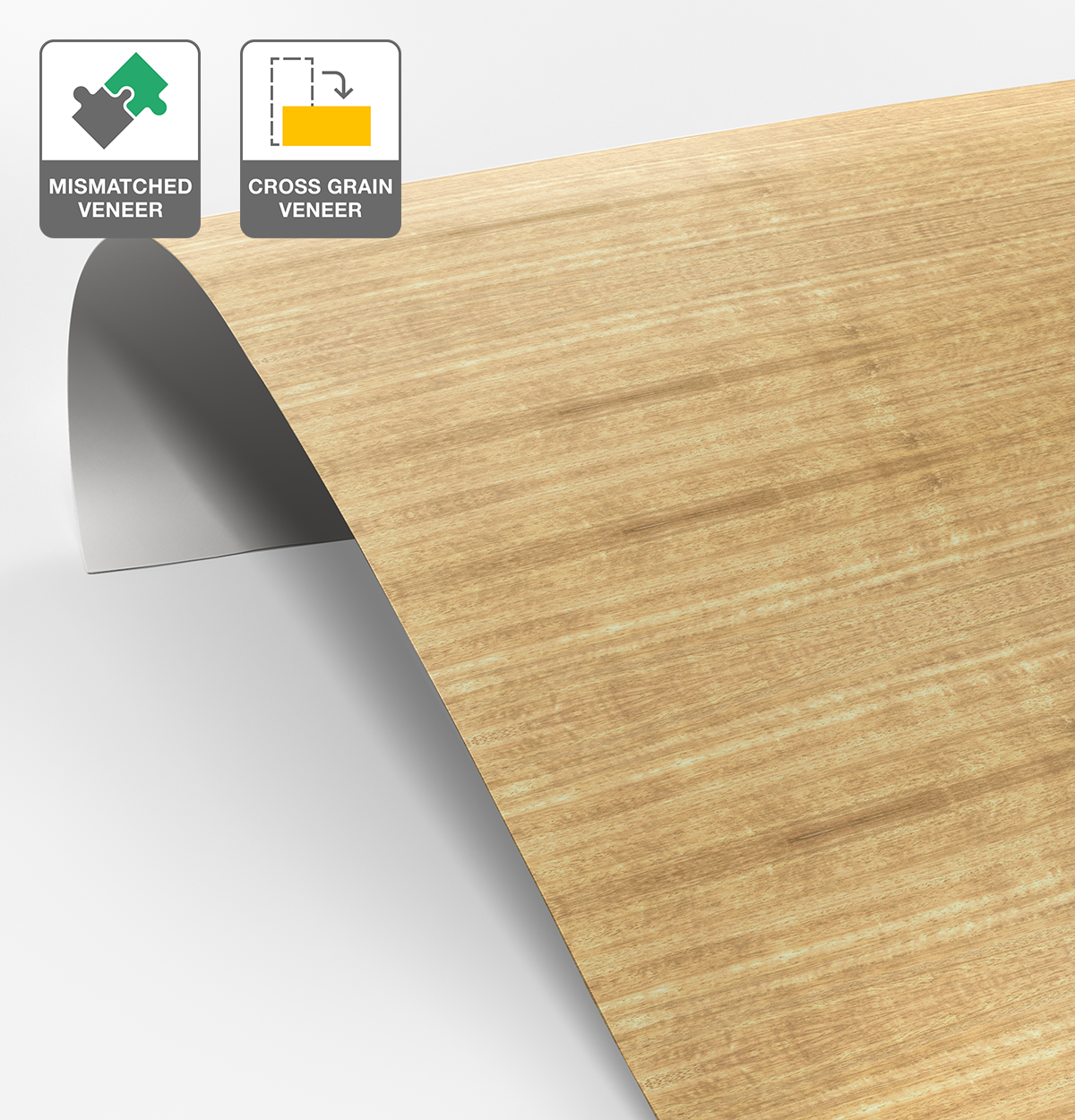 Tasmanian Ash Veneer Mismatched Cross Grain on Laminate