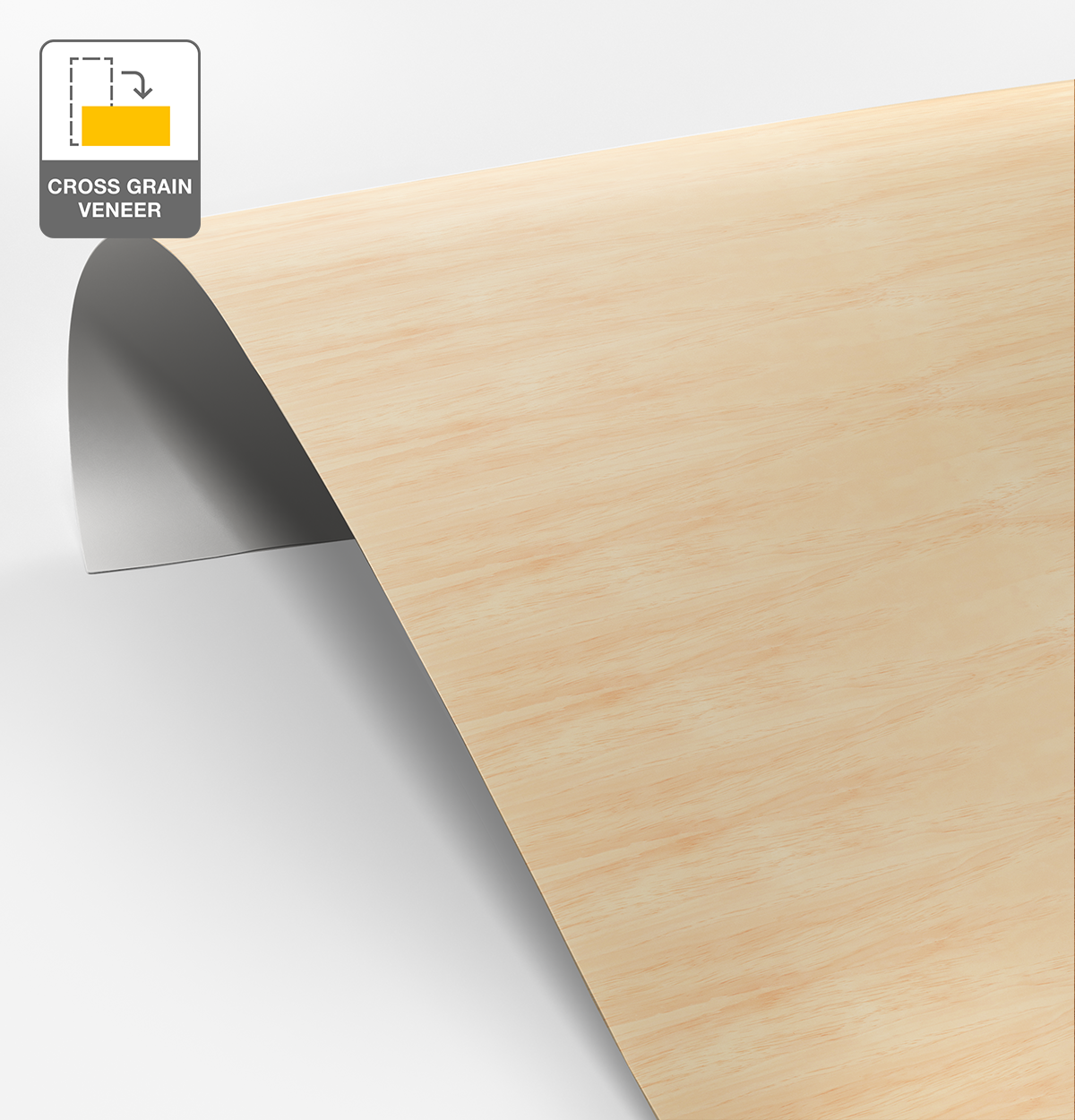 Clear Pine Veneer Crown Cut Cross Grain on Laminate