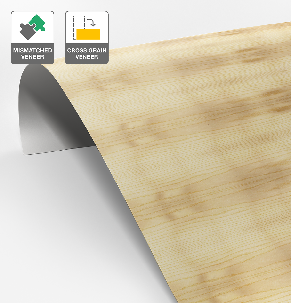 European Ash Veneer Mismatched Cross Grain on Laminate