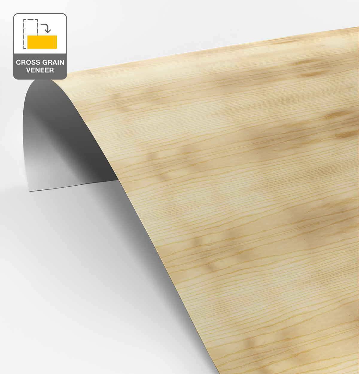 European Ash Veneer Crown Cut Cross Grain on Laminate