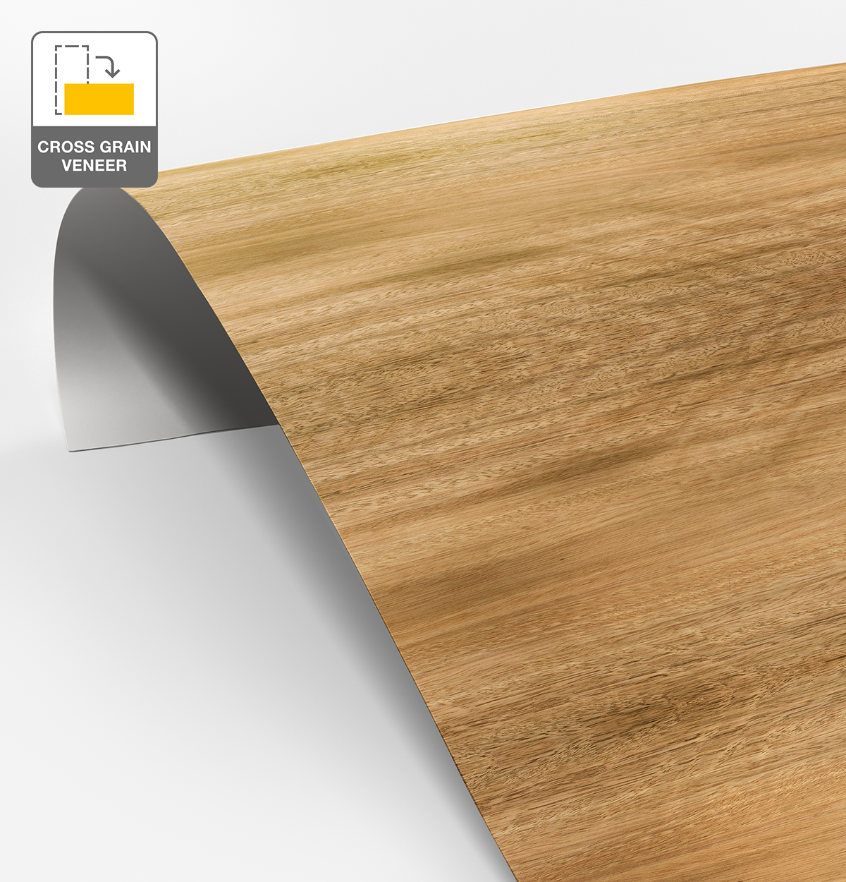 Spotted Gum Veneer Crown Cut Cross Grain on Laminate