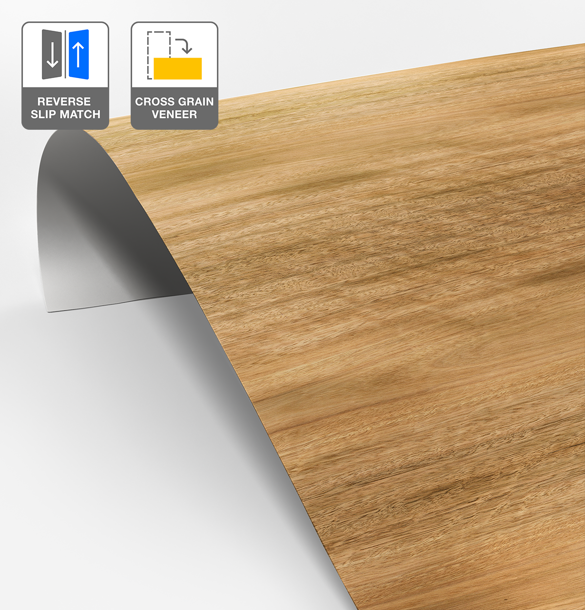 Spotted Gum Veneer Crown Cut Reverse Slip Match Cross Grain on Laminate