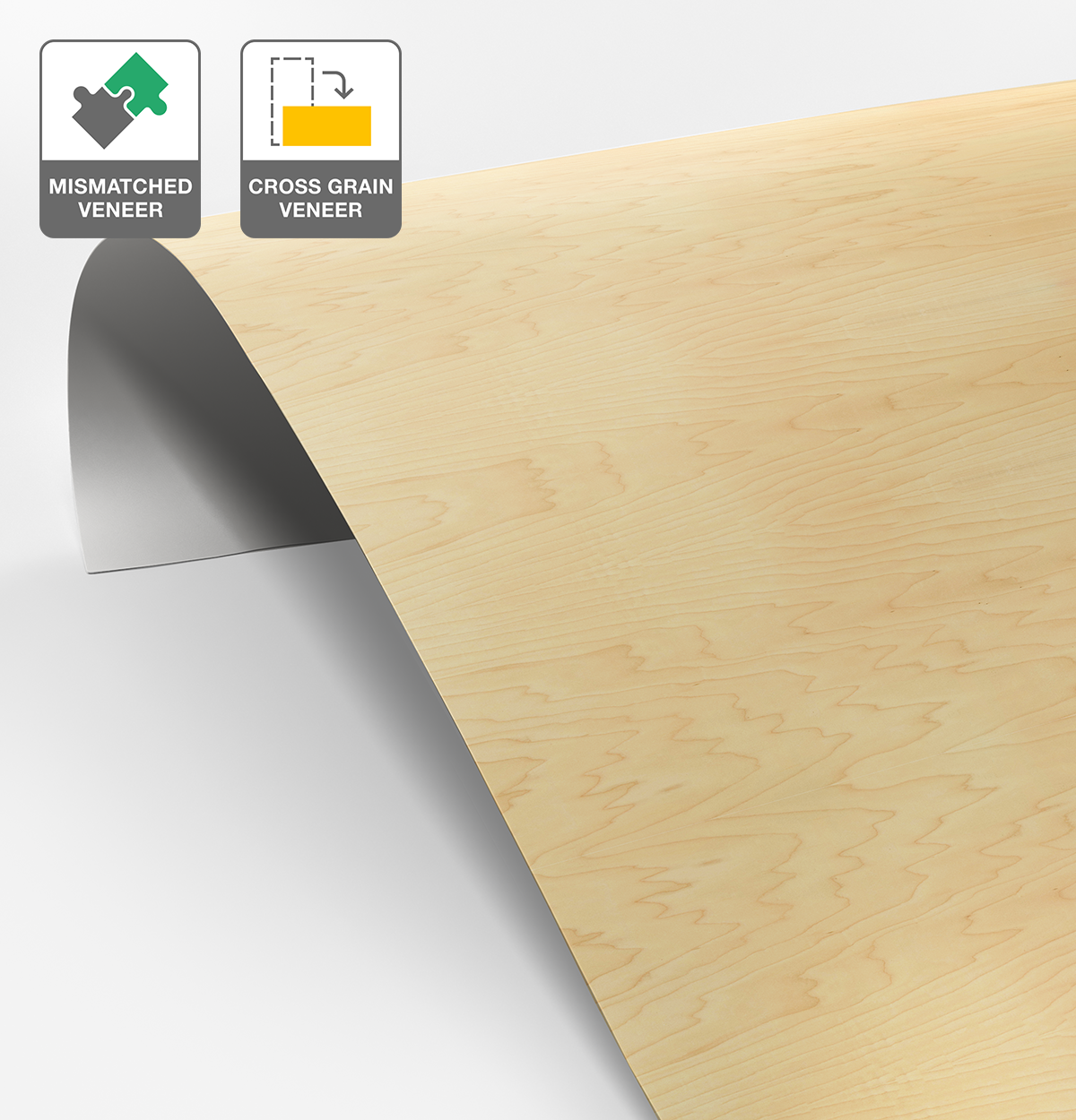 Rock Maple Veneer Mismatched Cross Grain on Laminate