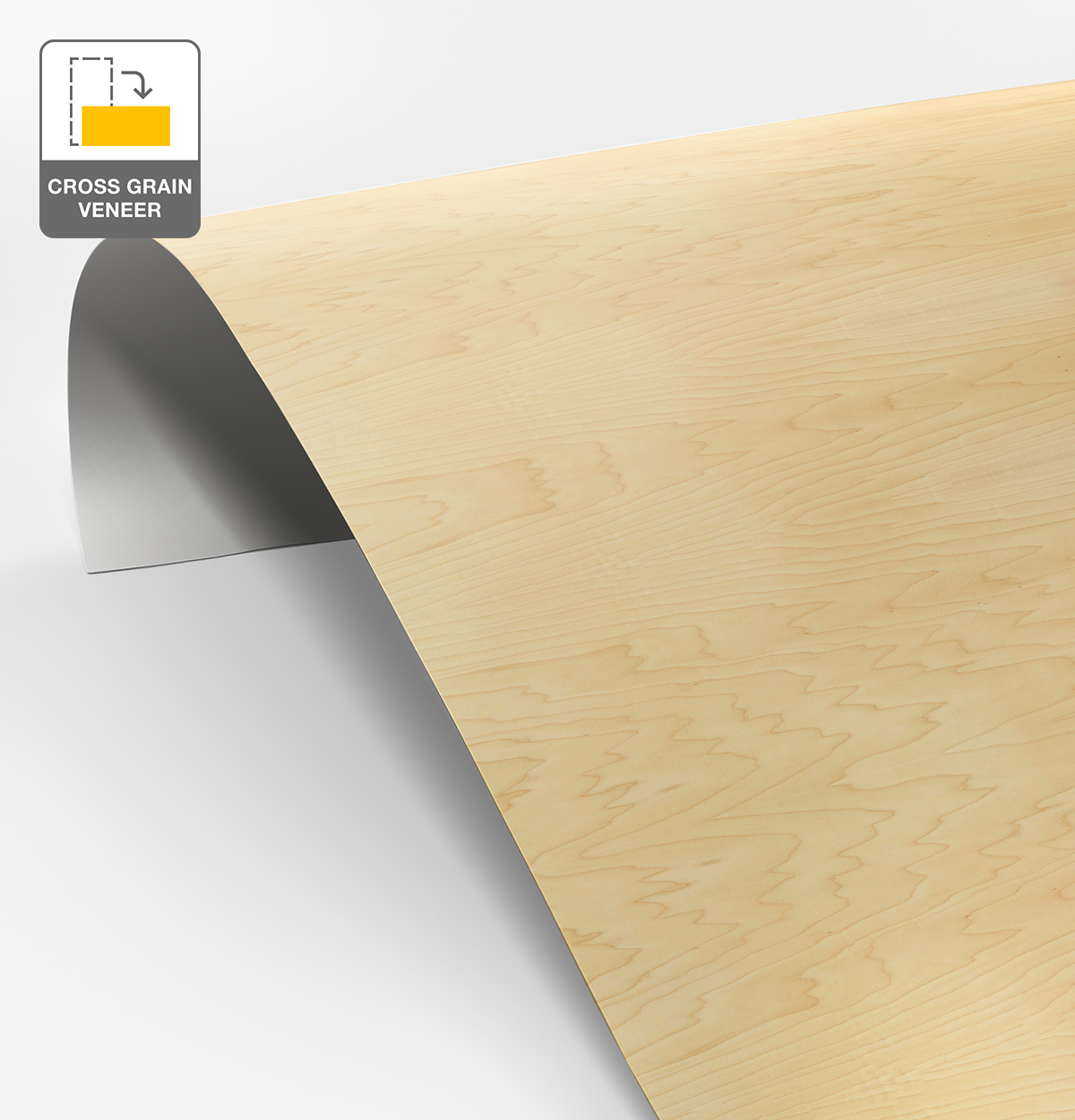 Rock Maple Veneer Crown Cut Cross Grain on Laminate