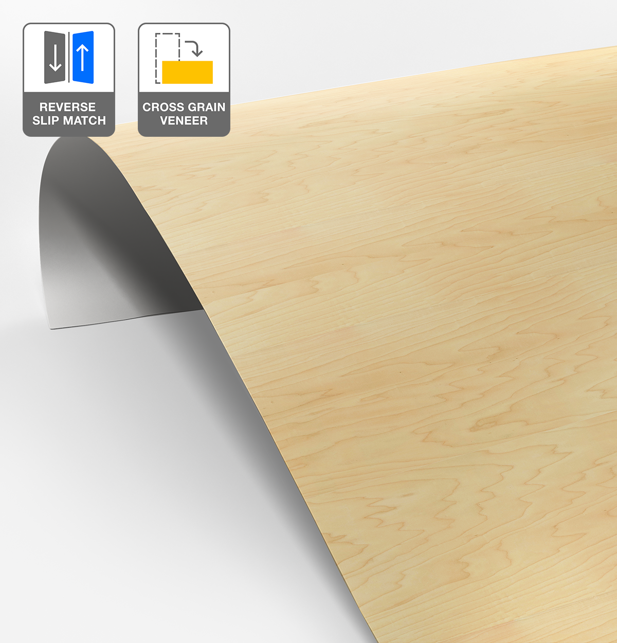 Rock Maple Veneer Crown Cut Reverse Slip Match Cross Grain on Laminate