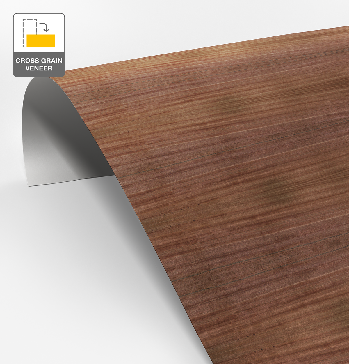 Red Gum Veneer Quarter Cut Cross Grain on Laminate