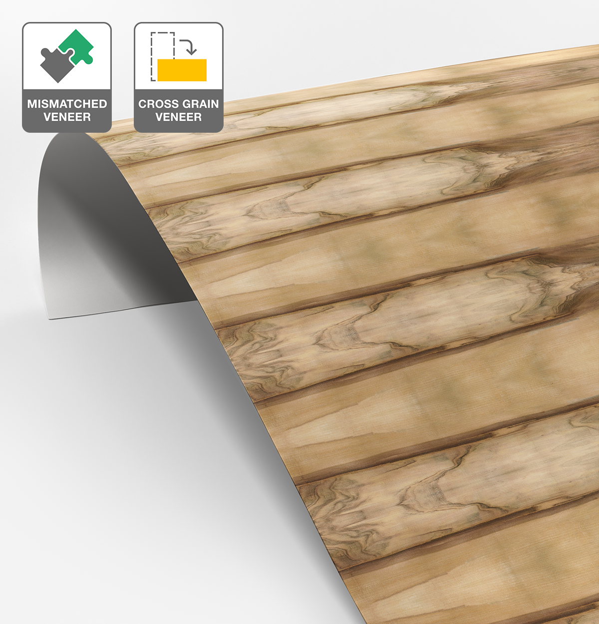 Red Heart Eucalyptus Veneer Mismatched Cross Grain on Laminate