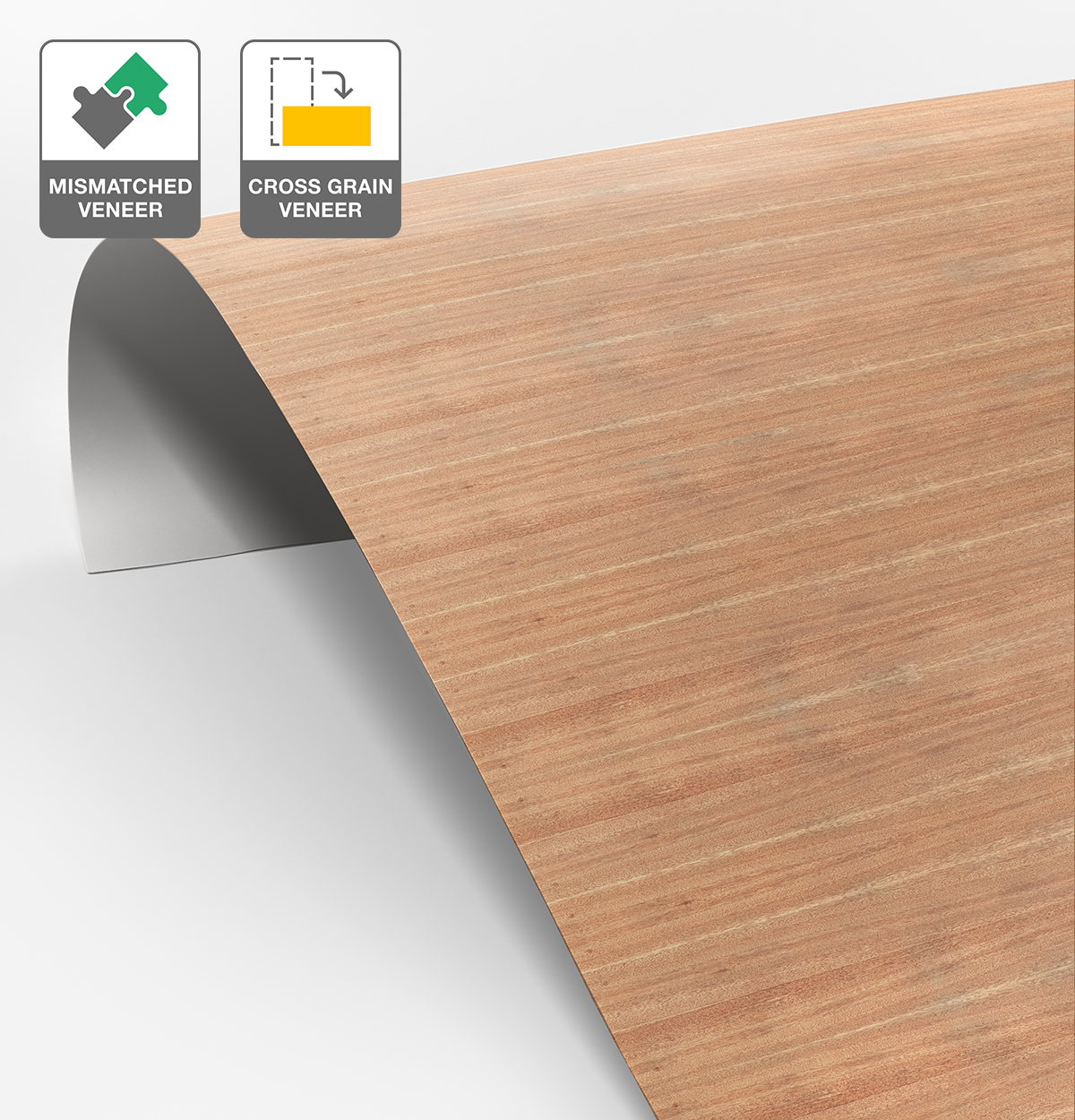 Sliced Pacific Maple Veneer Mismatched Cross Grain on Laminate