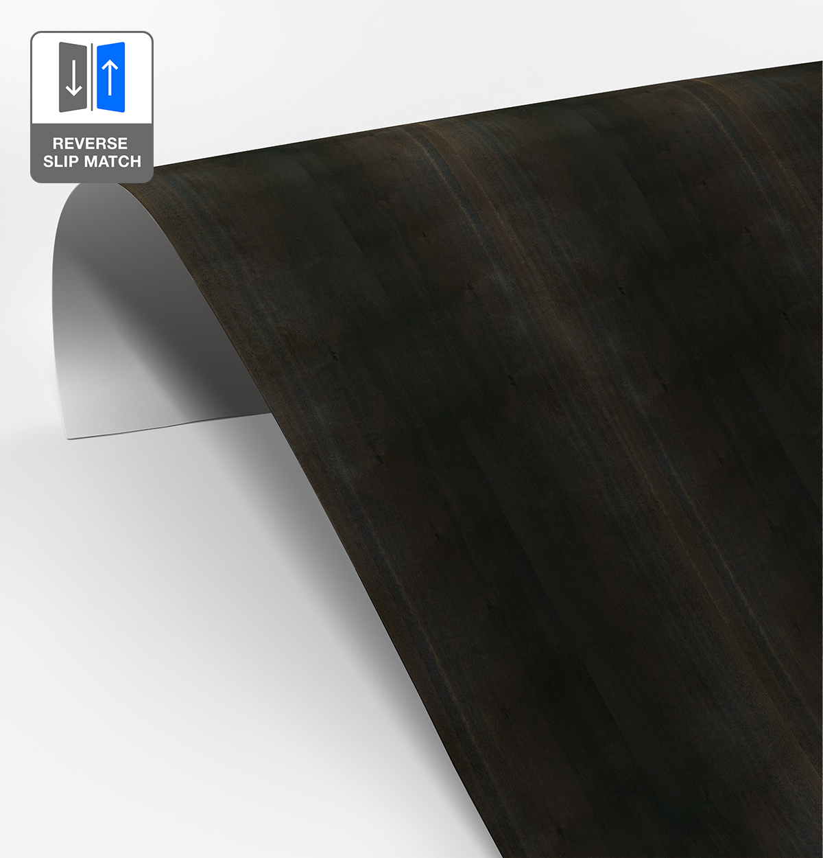 Smoked Eucalyptus Veneer Crown Cut Reverse Slip Match on Laminate