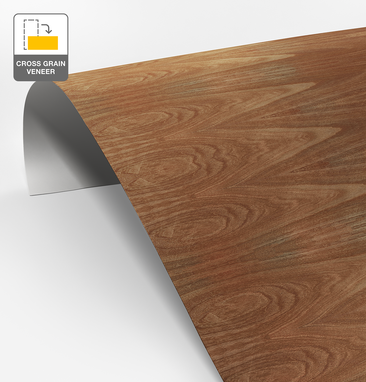 Ironbark Veneer Crown Cut Cross Grain on Laminate