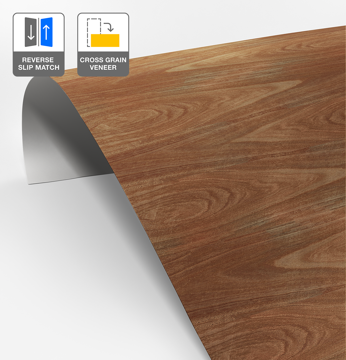 Ironbark Veneer Crown Cut Reverse Slip Match Cross Grain on Laminate