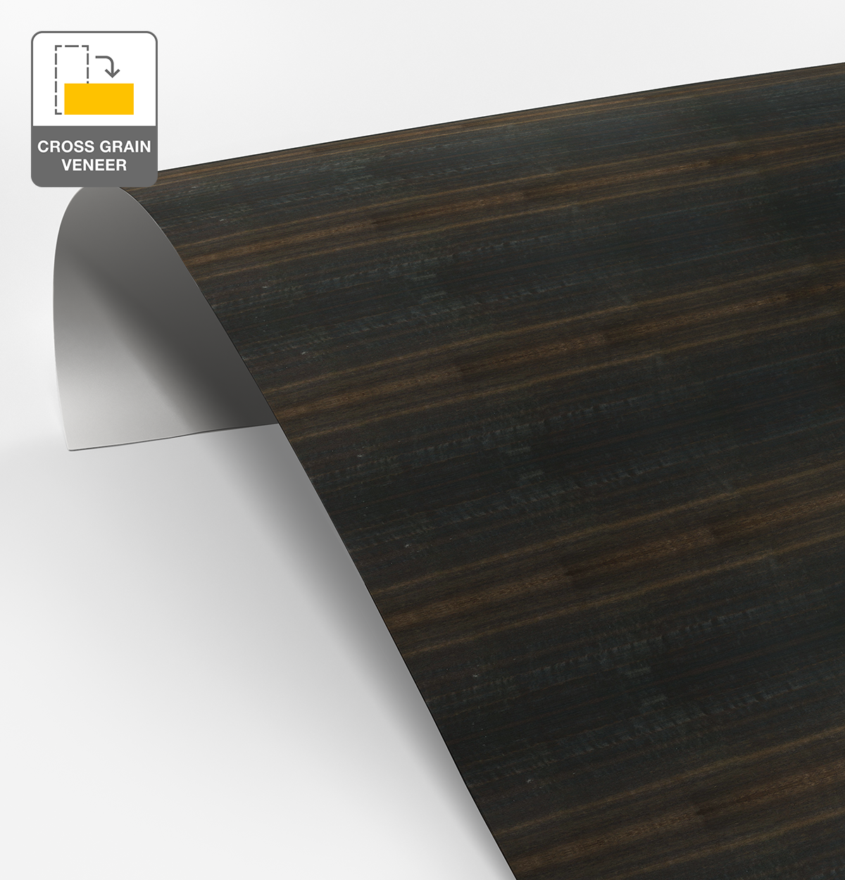 Smoked Eucalyptus Veneer Quarter Cut Cross Grain on Laminate