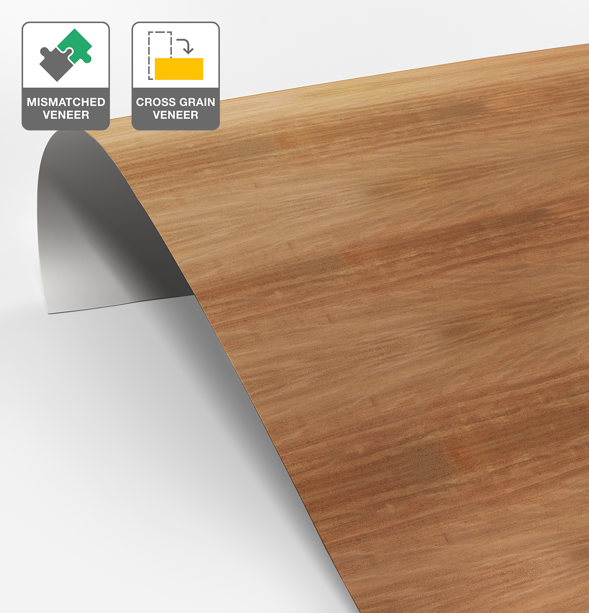 Brushbox Veneer Mismatched Cross Grain on Laminate