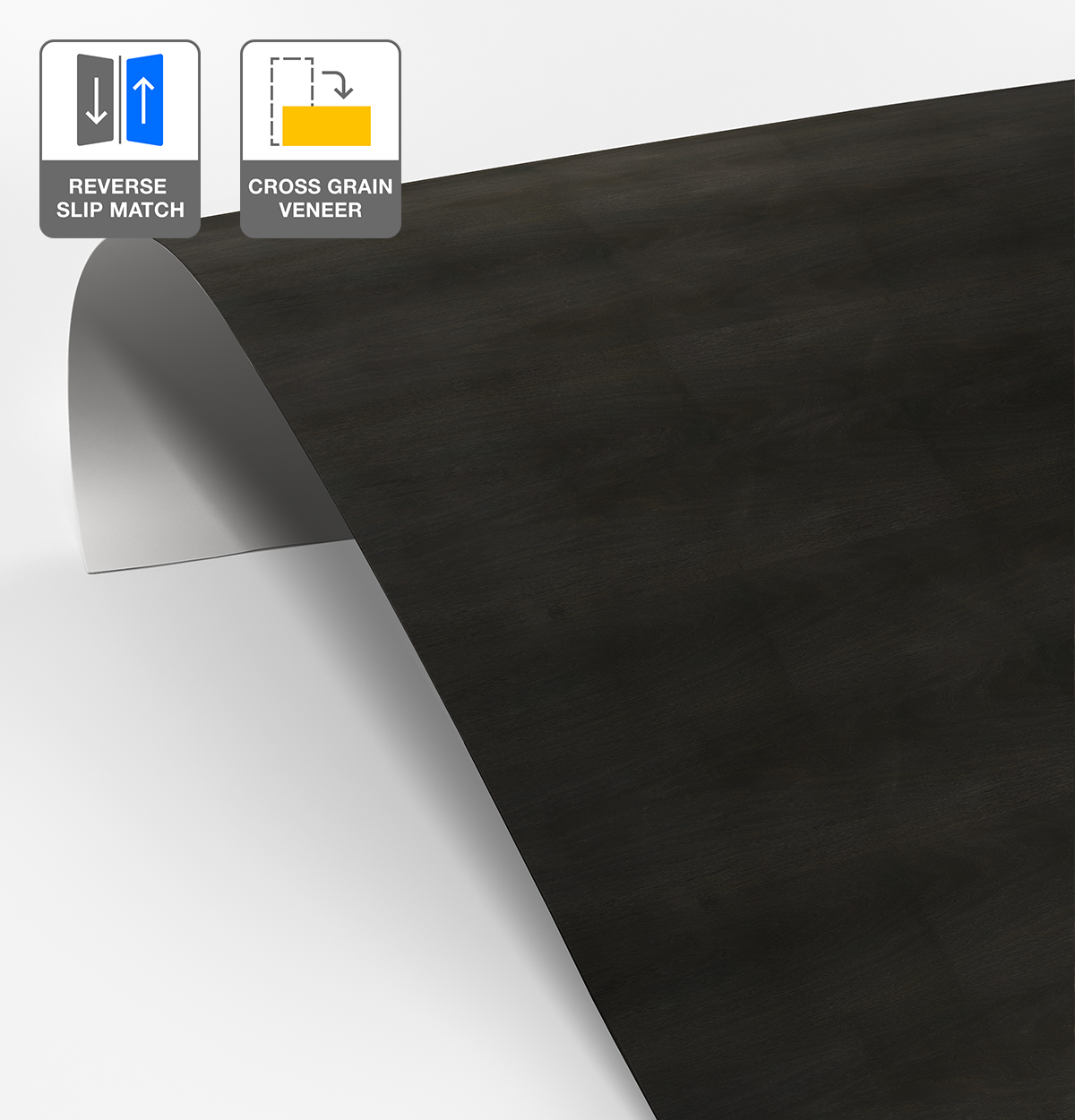 Smoked Oak Veneer Crown Cut Reverse Slip Match Cross Grain on Laminate