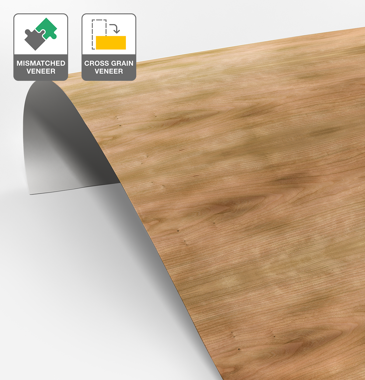 American Cherry Veneer Mismatched Cross Grain on Laminate