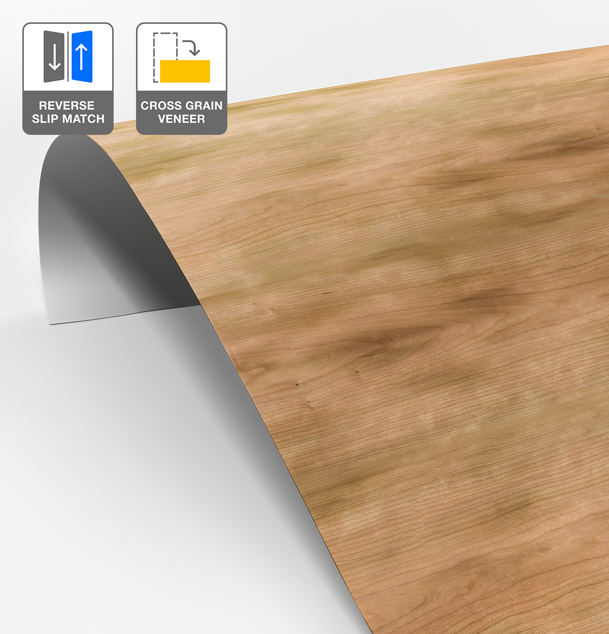 American Cherry Veneer Crown Cut Reverse Slip Match Cross Grain on Laminate