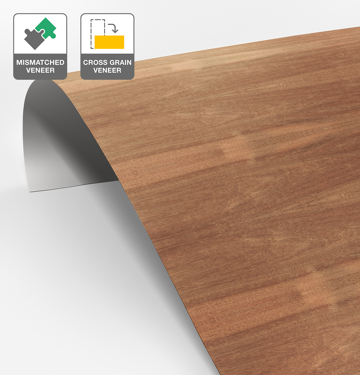 Sapele Veneer Mismatched Cross Grain on Laminate