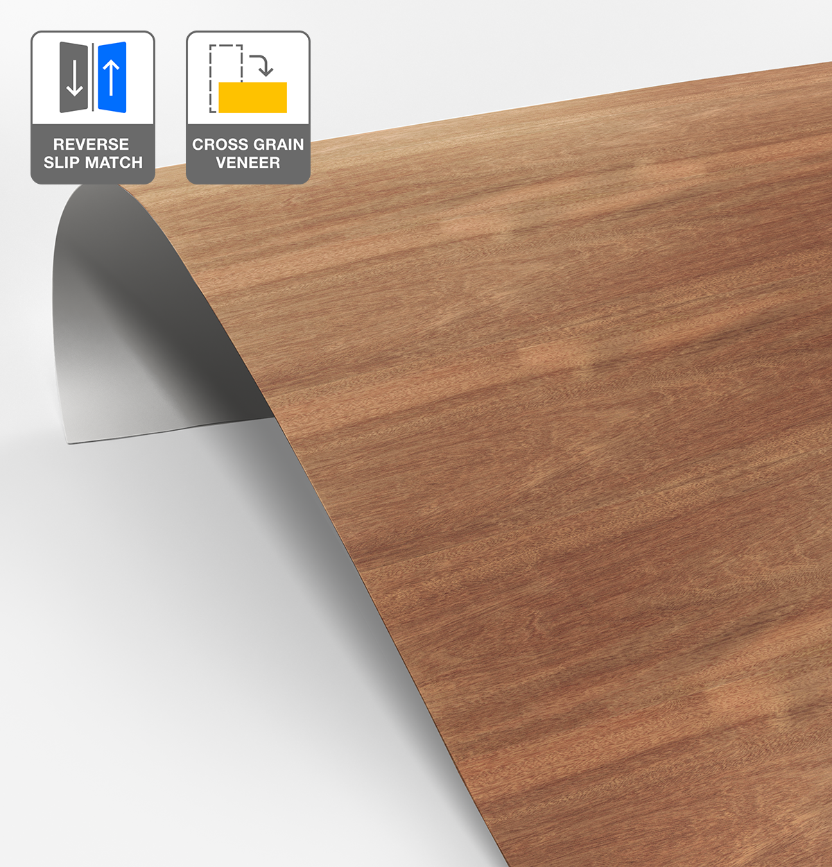 Sapele Veneer Crown Cut Reverse Slip Match Cross Grain on Laminate