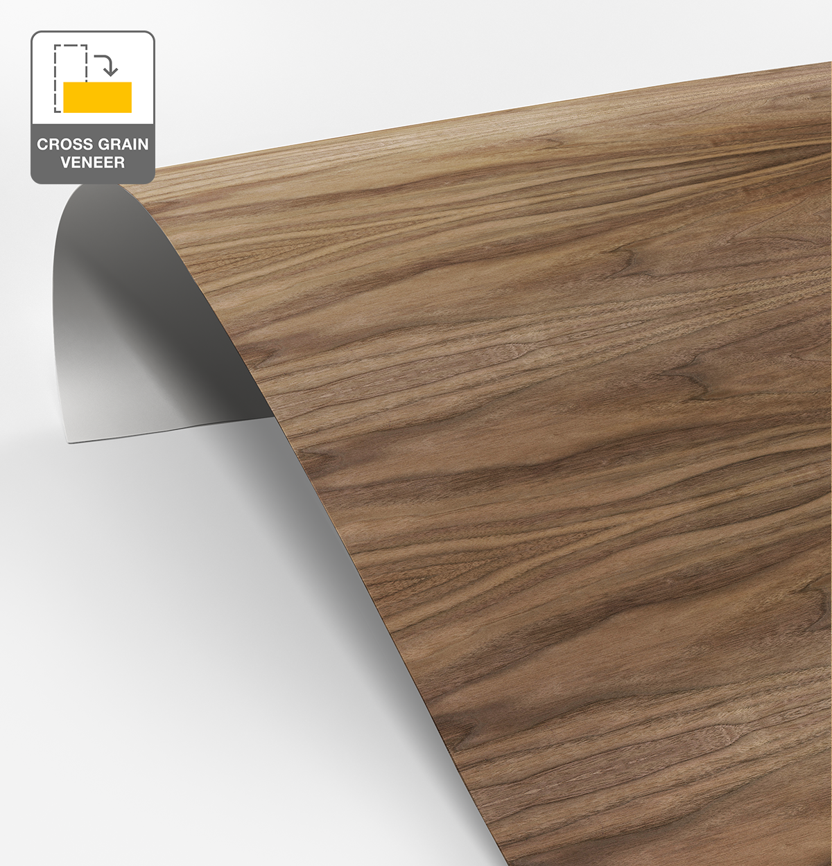 American Walnut Veneer Crown Cut Cross Grain on Laminate