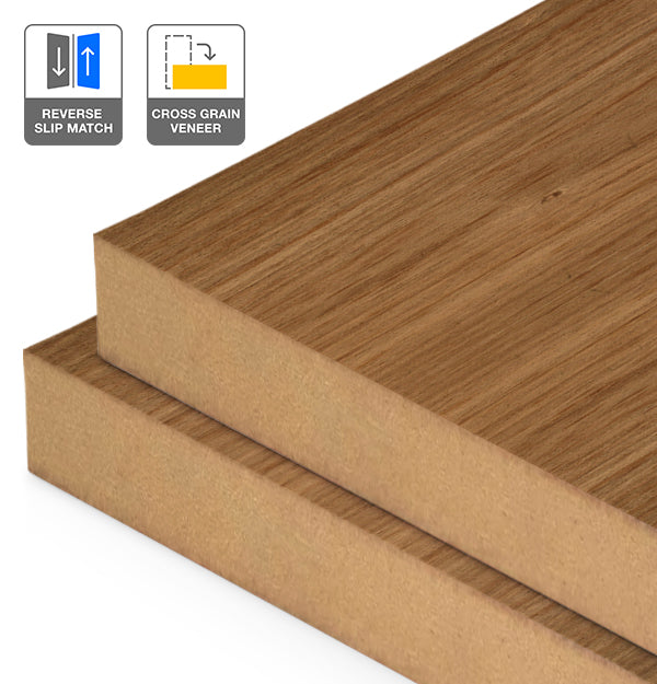 Blackwood Veneer Crown Cut Reverse Slip Match Cross Grain on MDF