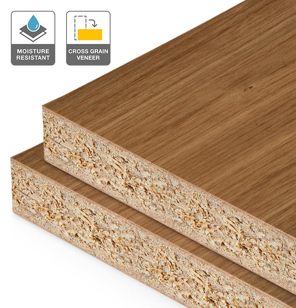 Blackwood Veneer Crown Cut Cross Grain on HMR Moisture Resistant Particleboard