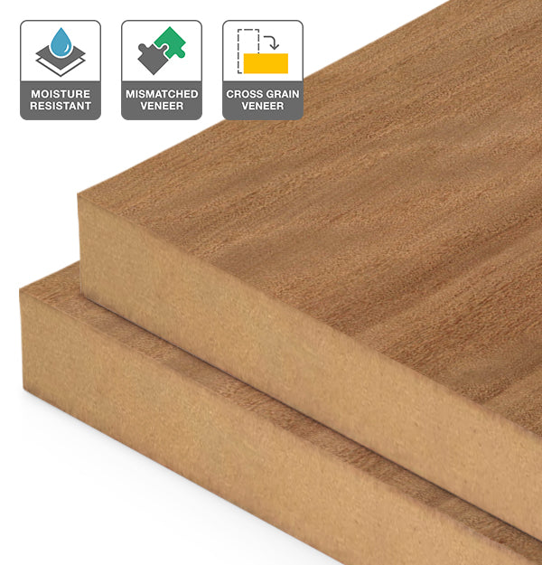 Brushbox Veneer Mismatched Cross Grain on Moisture Resistant MDF