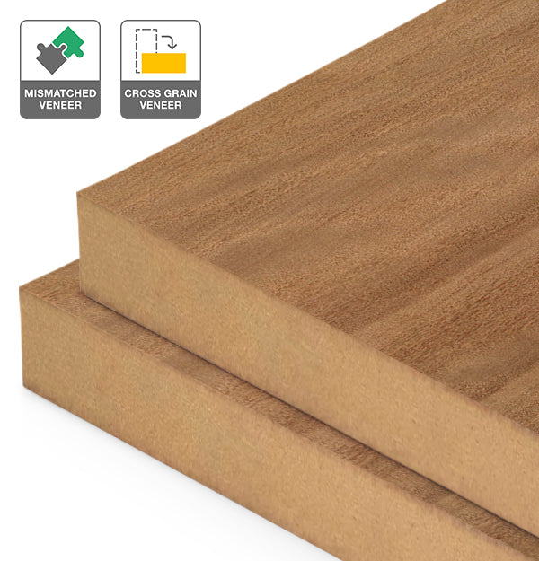 Brushbox Veneer Mismatched Cross Grain on MDF