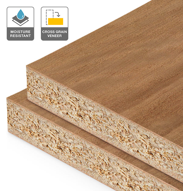 Brushbox Veneer Quarter Cut Cross Grain on HMR Moisture Resistant Particleboard