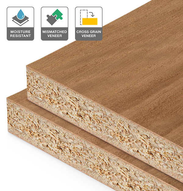 Brushbox Veneer Mismatched Cross Grain on HMR Moisture Resistant Particleboard