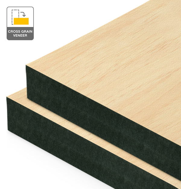 Clear Pine Veneer Crown Cut Cross Grain on Black MDF