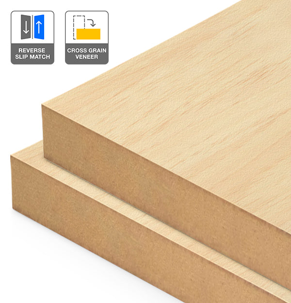 Clear Pine Veneer Crown Cut Reverse Slip Match Cross Grain on MDF