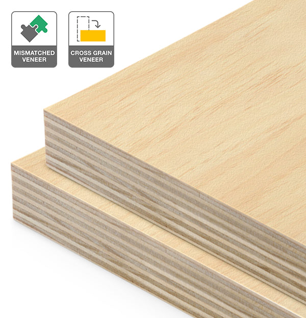 Clear Pine Veneer Mismatched Cross Grain on Plywood