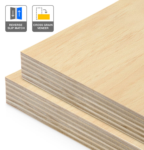 Clear Pine Veneer Crown Cut Reverse Slip Match Cross Grain on Plywood