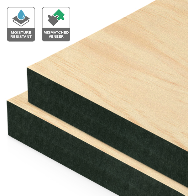 Clear Pine Veneer Mismatched on Black Moisture Resistant MDF