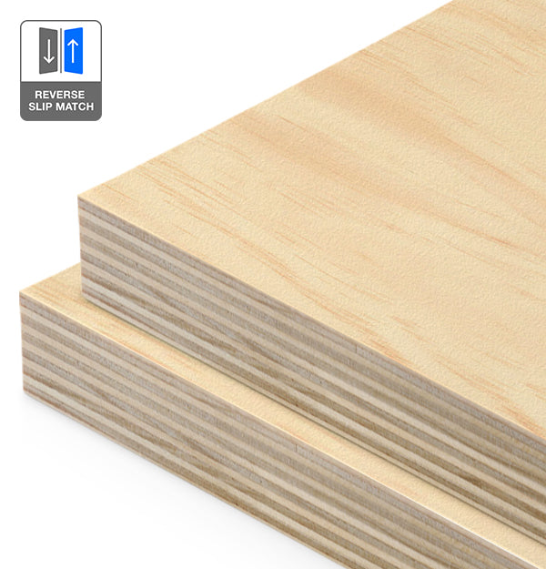Clear Pine Veneer Crown Cut Reverse Slip Match on Plywood