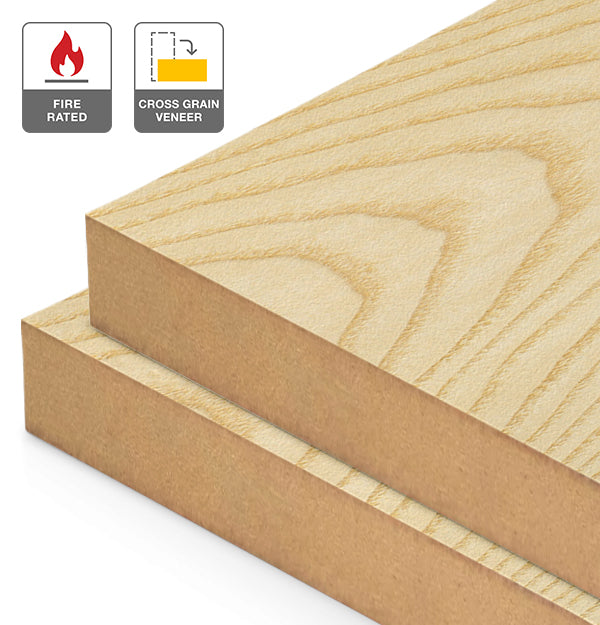 European Ash Veneer Crown Cut Cross Grain on Fire Rated MDF