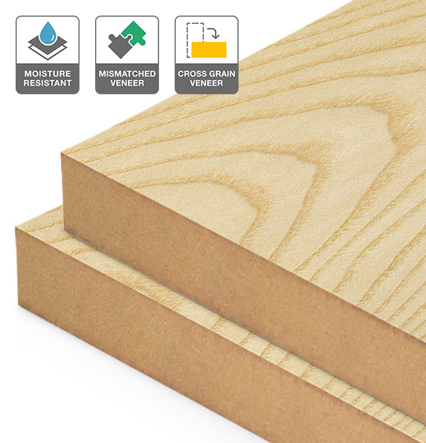 European Ash Veneer Mismatched Cross Grain on Moisture Resistant MDF