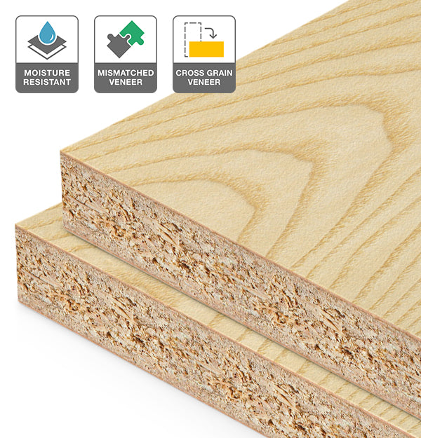 European Ash Veneer Mismatched Cross Grain on HMR Moisture Resistant Particleboard