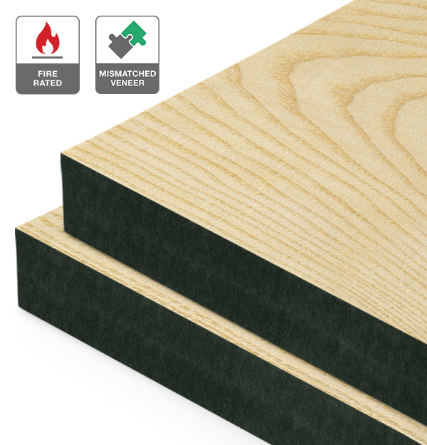 European Ash Veneer Mismatched on Fire Rated Black MDF