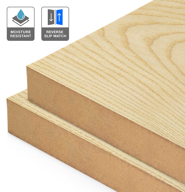 European Ash Veneer Crown Cut Reverse Slip Match on Moisture Resistant MDF