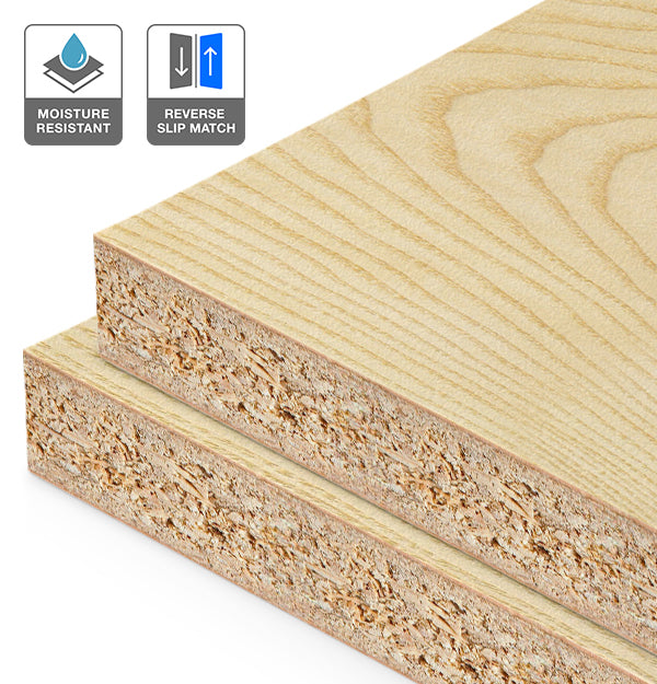 European Ash Veneer Crown Cut Reverse Slip Match on HMR Moisture Resistant Particleboard