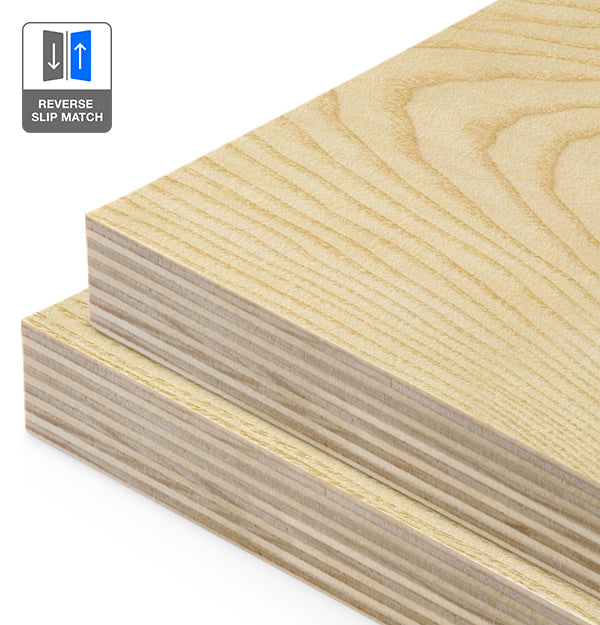 European Ash Veneer Crown Cut Reverse Slip Match on Plywood