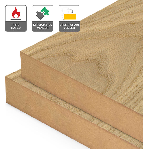 European Oak Veneer Mismatched Cross Grain on Fire Rated MDF