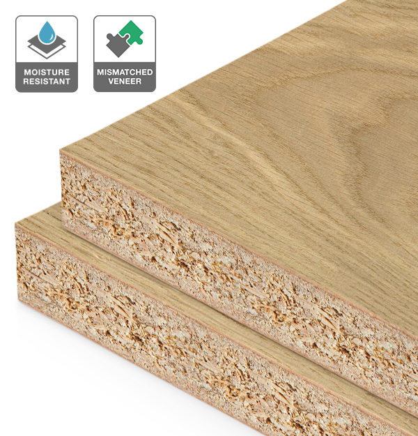 European Oak Veneer Mismatched on HMR Moisture Resistant Particleboard