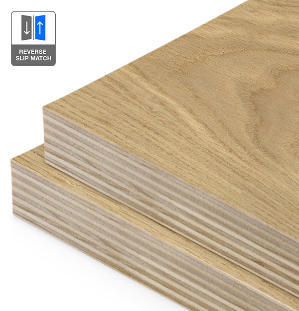European Oak Veneer Crown Cut Reverse Slip Match on Plywood