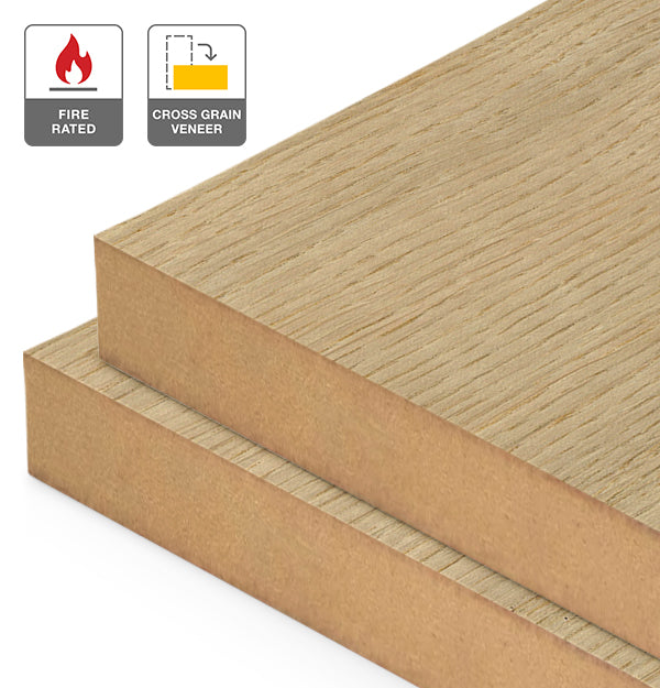 European Oak Veneer Quarter Cut Cross Grain on Fire Rated MDF