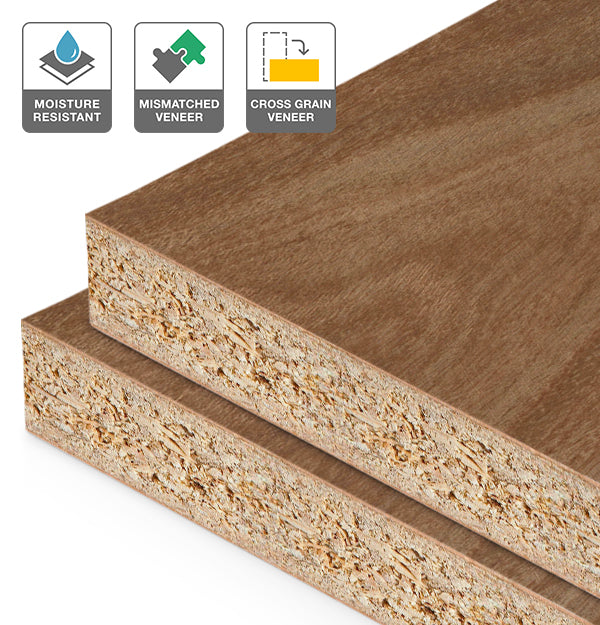 Ironbark Veneer Mismatched Cross Grain on HMR Moisture Resistant Particleboard