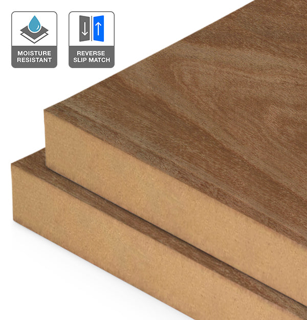 Ironbark Veneer Crown Cut Reverse Slip Match on Moisture Resistant MDF